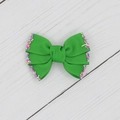 Green grosgrain ribbon bow hair clip with colorful faux candy sprinkle accents - Green