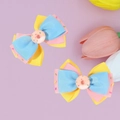 Bunte Schleifen-Haarspangen aus Ripsband mit süßem 3D-Donut-Dekor für Mädchen und Kinder - Rosa Gelb Blau Mehrfarbig (Wie Abgebildet)