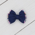 Dark blue grosgrain ribbon bow hair clip for girls with colorful sprinkles decoration - Navy Blue