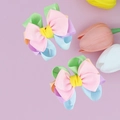 Detail of colorful grosgrain ribbon hair bows in sweet macaron shades for girls - Gradient Multicolor Style (01)