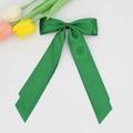 Détails macro du ruban de satin vert émeraude et des élégants longs rubans de nœud - Vert
