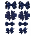 Lot de 8 nœuds papillon bleu marine en ruban gros-grain pour filles styles variés - Bleu Marine