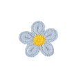 Close-up of handmade crochet flower hair clip in light blue and yellow yarn detail - Light Blue Petals Yellow Center (06#)