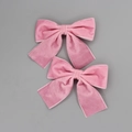 Lot de 2 barrettes à nœuds en velours rose style ballerine à la texture douce et élégante - Une Paire / Rose