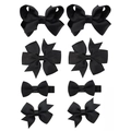 Lot de 8 barrettes à cheveux noires avec nœuds en ruban côtelé pour filles et enfants - Noir