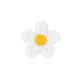 Detailopname van handgehaakte madeliefjes haarclip accessoire in wit en geel voor kinderen - Witte Bloemblaadjes Geel Hart (01#)