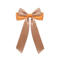 Detailansicht der eleganten Satin-Haarklammer mit zweifarbiger Schleife und Bändern - Orange und Champagner Stil (02#)