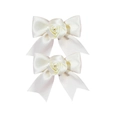 Eleganti fermagli per capelli in raso crema con fiocchi e rose per acconciature - Beige