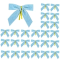 Lot de 25 nœuds de Noël en velours bleu clair avec attaches dorées pour décoration - Lot de 24 / Bleu