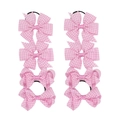 Set of 8 pink plaid bow hair clips for women with classic French checkered pattern - Pink