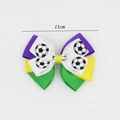 Fiocco per capelli 11cm Carnevale Brasile a tema calcio, nastro viola giallo e verde - Stile Fiocco Calcio Viola Verde Giallo