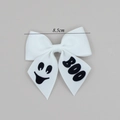 White Halloween bow hair clip with black ghost face and BOO text print, 8.5cm wide - 01# (White Ghost)