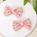 Ethnic style pink bow hair clips with exquisite floral embroidery for girls - Pink Flower Embroidery (03#)