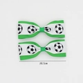 Set di due fermagli a fiocco tema calcio in nastro verde e bianco, misura 10,5 cm - Stile Fiocco Calcio Verde Brillante Bianco