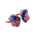 Close-up of ribbed headband with American flag patterns of stars and stripes on the bow - Classic Red Style (05#)