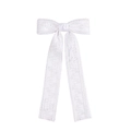 Detailed view of delicate white lace bow hair clip with long ribbons in French sweet style - White
