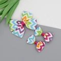 Barrettes à cheveux en ruban gros-grain à motifs colorés pour filles et accessoires enfant - Motif de Vagues en Couleur (07#)