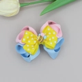 Detailansicht der dreilagigen Schleife mit Bienen-Anhänger und Polka-Dots - Rosa Gelber Und Blauer Bienen-Stil (06#)