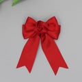 Elegante fermaglio per capelli in raso rosso con rosa e nastri a coda di rondine - Rosso