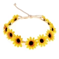 Boho-Haarkranz mit gelben Sonnenblumen aus Stoff und geflochtenem Seil-Band - Sonnenblumenkranz (5760400080726) / Gelbes Haartuch