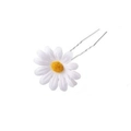 Eleganter weißer Gänseblümchen-Haarnadel mit gelber Mitte und silberner U-Gabel - Gänseblümchen-Haarnadel (5760400080728) / Weiße Haarnadel