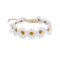 Boho-Gänseblümchen-Kranz mit weißen Blüten und gelber Mitte auf gewebtem Seil - Gänseblümchenkranz (5760400080729) / Weißes Stirnband