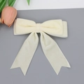 Elegant cream velvet swallowtail bow hair clip for women with long ribbon streamers - Beige