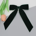 Barrette à cheveux élégante en velours vert foncé avec de longs rubans style vintage - Vert