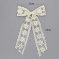 Elegante pinza para el pelo con lazo de encaje de margaritas blancas, tamaño 13x23cm - Lazo de Encaje Blanco con Cinta Larga (01#)