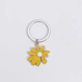 Yellow sunflower keychain charm with silver metal ring for handbags and clothing decor - Single Yellow Daisy