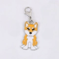 Cute Shiba Inu dog keychain pendant in orange and white enamel with silver lobster claw - Shiba Inu Style (02)