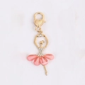 Portachiavi con ballerina carina con cristalli rosa e chiusura a cuore dorata elegante - Rosa