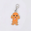 Cute bright orange teddy dog keychain with silver lobster clasp and enamel finish - Poodle Style (04)