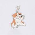 Cartoon Bulldogge Schlüsselanhänger in Weiß und Braun aus Legierung mit silbernem Verschluss - Dalmatiner Hund