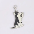 Portachiavi a forma di cucciolo di husky in smalto bianco e nero con chiusura a moschettone - Husky