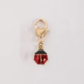 Joli pendentif coccinelle rouge avec fermoir mousqueton doré et détails de cœur - Coccinelle