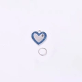 Blue heart pet ID tag with silver finish and black paw print for dogs and cats - Blue