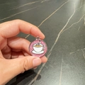 Medaglietta per animali rosa glitterata con tazza da caffè e bordo in metallo - Rosa