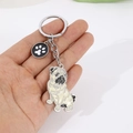 Creative silver pug dog enamel keychain with a cute paw print charm for bag decoration - New Pug Head Turn With Paw