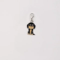 Cute black and tan dachshund enamel keychain with silver lobster clasp and zinc alloy finish - Black Sitting Dachshund Pendant
