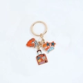 Porte-clés en métal mignon avec valise de voyage, breloque étoile et tongs d'été - Bagage