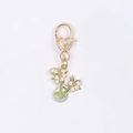 Golden lily of the valley flower keychain with a heart lobster clasp for handbags - Lily of the Valley