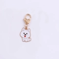 Porte-clés chien en émail blanc avec mousqueton en forme de cœur pour sac à main - Loulou de Poméranie Blanc