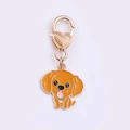 Portachiavi con cane marrone carino, chiusura a cuore dorata e ciondolo cucciolo colorato - Cane Teddy