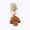 Cute brown teddy dog keychain pendant with gold heart lobster clasp in zinc alloy - Brown Teddy Dog