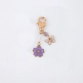 Golden flower keychain with purple cherry blossom, white pearls and butterfly pendant - Purple Cherry Blossom And Butterfly