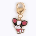 Ciondolo bulldog in smalto bianco e nero con chiusura a cuore in lega dorata - Chihuahua