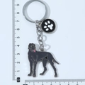 Porte-clés chien noir mignon en alliage métallique avec breloque patte blanche - Chien Gris Et Patte