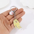 Porte-clés Golden Retriever mignon avec breloque 'I Love Dogs' en alliage argenté - Golden Retriever Argenté Et Cœur