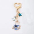 Porte-clés lapin spatial mignon avec mousqueton coeur et pendentif étoile doré - Lapin de l'Espace